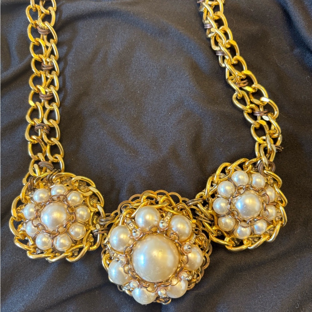 Luxurious Gold‎ and Pearl Necklace